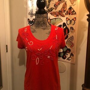 Chico’s Embroidered Red top